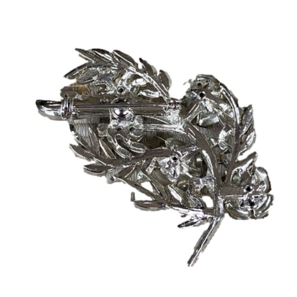 Vintage Silver Tone Roses Brooch - Picture 3 of 10